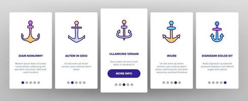 ankers, scheepsuitrusting vector onboarding mobiele app paginascherm