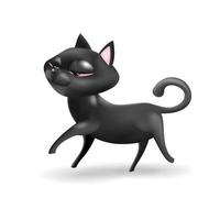 zwarte kat 3d vectorillustratie geïsoleerd op een witte achtergrond vector