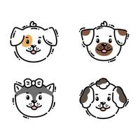 schattige honden set doodle, op een witte achtergrond vector