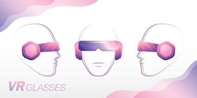futuristische vr-bril illustratie vector in vooraanzicht en zijaanzicht