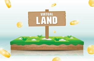 virtuele land 3d illustratie vector met munt grafisch element