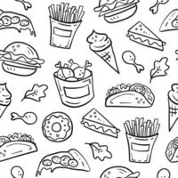 restaurant eten doodle naadloos patroon vector