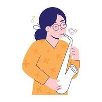 pak deze geweldige platte illustratie van saxofonist vector