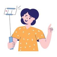 download vlakke afbeelding van het nemen van selfie vector