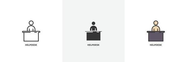 helpdesk-pictogram. lijn, solide en gevulde omtrek kleurrijke versie, omtrek en gevuld vectorteken. idee symbool, logo afbeelding. vectorafbeeldingen vector