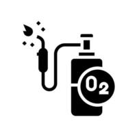 zuurstofcilinder voor het lassen van glyph-pictogram vectorillustratie vector