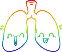 regenbooggradiënt lijntekening cartoon blije longen vector