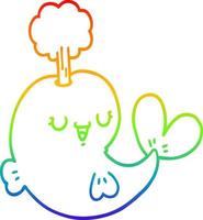 regenbooggradiënt lijntekening cartoon walvis vector