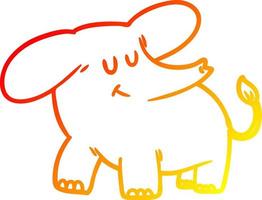 warme gradiënt lijntekening cartoon olifant vector