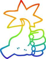 regenbooggradiënt lijntekening cartoon duim omhoog symbool vector