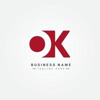 beginletter ok logo - minimaal alfabet logo vector