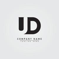 beginletter ud-logo - minimaal bedrijfslogo voor alfabet u en d vector
