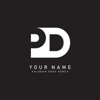 beginletter pd-logo - minimaal bedrijfslogo voor alfabet p en d vector