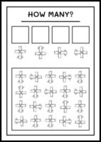hoeveel heilig kruis, spel voor kinderen. vectorillustratie, afdrukbaar werkblad vector