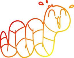warme gradiënt lijntekening cartoon nerveuze worm vector