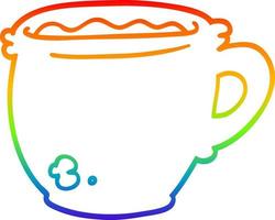 regenbooggradiënt lijntekening cartoon warme kop koffie vector