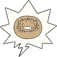 cartoon donut en tekstballon vector