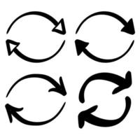 handgetekende dubbele omgekeerde circulaire swap pijlpictogram in doodle stijl vector