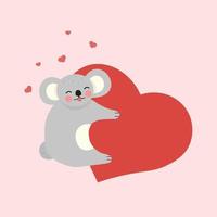 koala knuffelen groot hart met liefde. liefdesconcept voor print en posters. vector