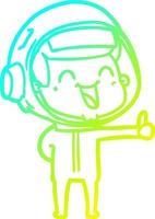 koude gradiënt lijntekening happy cartoon astronaut vector