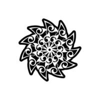 Indiase mandala-logo. zwart-wit embleem. oosterse vector, patronen van antistresstherapie. weven ontwerpelementen. yoga logo's vector. vector