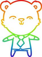 regenbooggradiënt lijntekening happy cartoon ijsbeer kantoormedewerker vector