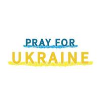 bid voor Oekraïne tekst sticker op witte achtergrond, Oekraïne vlag bidden concept vectorillustratie. bid voor vrede in oekraïne. oorlog rusland en oekraïne vector