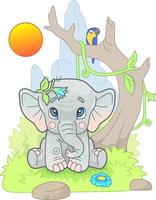 schattige kleine babyolifant vector