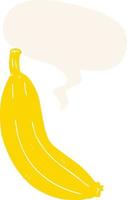cartoon banaan en tekstballon in retro stijl vector
