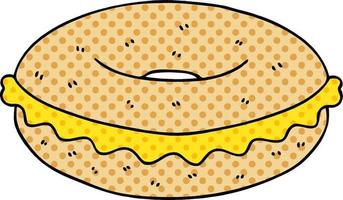 eigenzinnige stripboekstijl cartoon kaas bagel vector