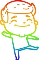 regenbooggradiënt lijntekening happy cartoon man vector