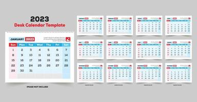 maandelijkse kalendersjabloon voor 2023 jaar. week begint op zondag. bureaukalender in een minimalistische stijl. vector