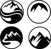 vier bergpictogrammen of logo's die naar behoefte kunnen worden gebruikt vector