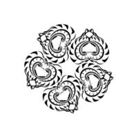 Indiase mandala zwart en wit. zwart-wit embleem. decoratieve ronde ornamenten. ongebruikelijke bloemvorm. oosterse vector, patronen van antistresstherapie. weven ontwerpelementen. yoga logo's vector. vector