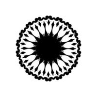 Indiase mandala-logo. zwart-wit embleem. geïsoleerd element voor ontwerp en kleuren op een witte achtergrond. vector
