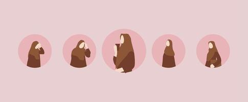 moslim vrouw avatar op cirkel vector
