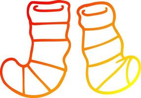 warme gradiënt lijntekening cartoon gestreepte sokken vector