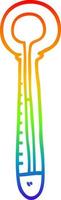 regenbooggradiënt lijntekening cartoon hete thermometer vector