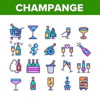 champagne drank collectie iconen set vector