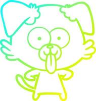 koude gradiënt lijntekening cartoon hond met tong uitsteekt vector