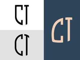 creatieve beginletters ct logo ontwerpen bundel. vector