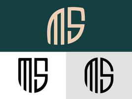 creatieve beginletters ms logo ontwerpen bundel. vector