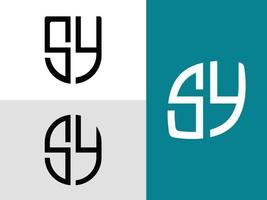 creatieve beginletters sy logo ontwerpen bundel. vector