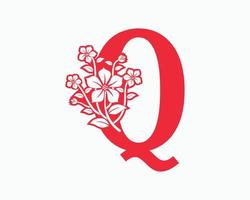 mona bloem beginletters q logo ontwerp. vector