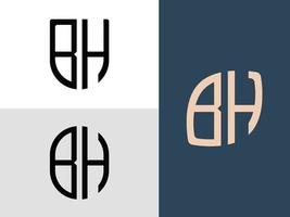 creatieve beginletters bh logo ontwerpen bundel. vector