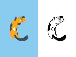 schattige katten letter c logo-ontwerpen. vector