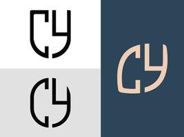 creatieve beginletters cy logo ontwerpen bundel. vector