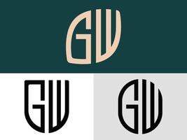 creatieve beginletters gw logo ontwerpen bundel. vector