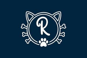 kat monogram letter r logo ontwerpen. vector