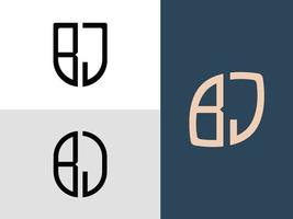 creatieve beginletters bj logo ontwerpen bundel. vector